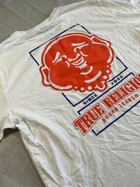 True Religion Buddha White 100% Cotton Graphic Tee (Large)